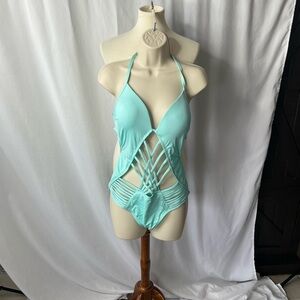 Kenneth Cole New York Cutout One-Piece Swimsuit | Aqua | Size L